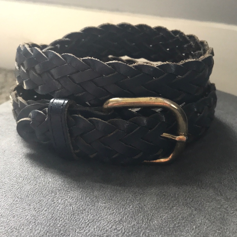 Braided Leather Belt in Navy. Size S/M.